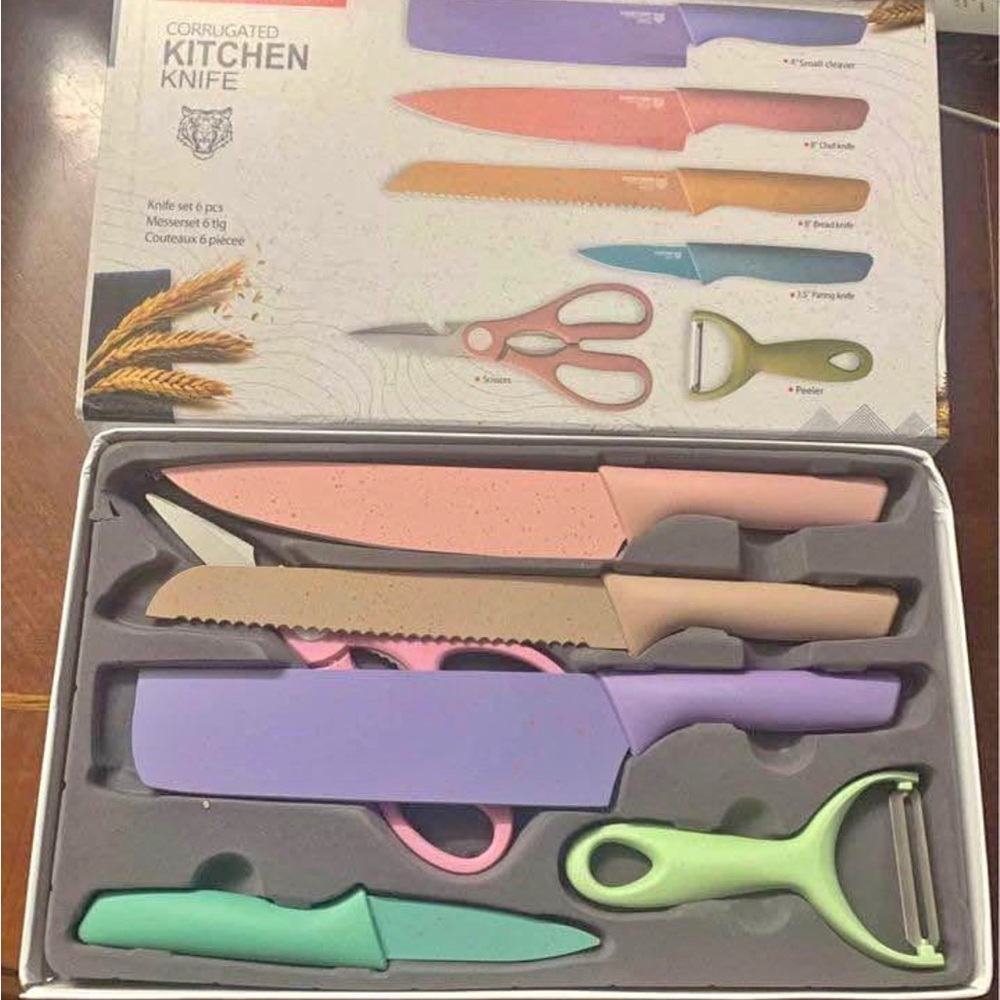 Colorful Kitchen Knives Set of 6 PCS Cute Fruit Knife Set with Gift Box